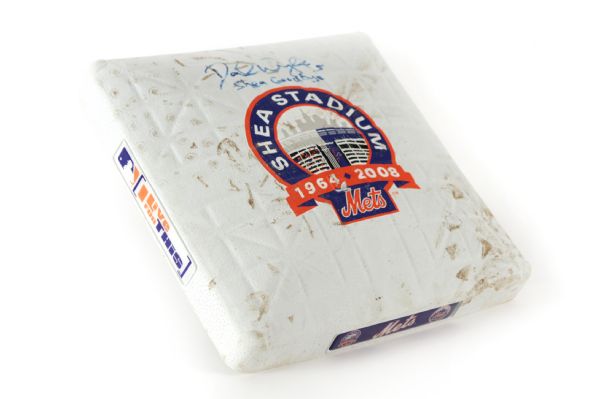 2008 David Wright New York Mets Signed Game Used Base From Last Season at Shea Stadium (MLB Hologram)