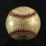 1950 circa Milwaukee Brewers Team Signed Baseball w/ 23 Signatures Including Johnny Logan, & More (MEARS LOA)