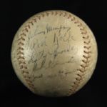 1938-40 New York Yankees Signed OAL AJ Reach (Harridge) Baseball w/ 16 Signatures Including Lou Gehrig, Lefty Gomez & More (JSA)