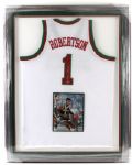1990s Oscar Robertson Milwaukee Bucks 34" x 43" Framed Display w/ 8" x 10" Photo & Signed Jersey (TriStar COA)