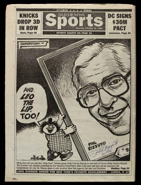 1994 Phil Rizzuto New York Yankees Signed Daily New Newspaper - Lot of 2 (MAB Celebrity Services LOA)