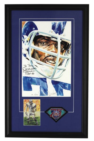 1990s Deacon Jones Los Angeles Rams Signed 18" x 29" Display (JSA)