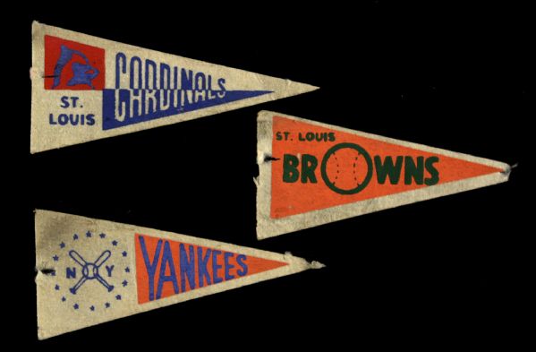 1930s-90s Baseball Football Memorabilia Collection - Lot of 9 w/ Mini Pennants, Tickets & More