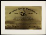 1969 Green Bay Packers 50 Year Honorary Certificate