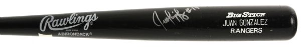 1996 Juan Gonzalez Texas Ranger Signed Rawlings Professional Model Game Used Bat (MEARS A5/JSA)