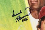 1986 Mickey Mantle Frank Robinson Ernie Banks Mike Schmidt Signed Ron Lewis 500 HR Club Mounted 18 x 24 Print (JSA)