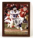 1999 Emmitt Smith Dallas Cowboys Signed 18" x 22" Framed Photo Display (JSA)