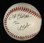 1994-2000 Lee Greenwood Country Music Star Single Signed OAL Budig Baseball w/ God Bless the USA Inscription (JSA)