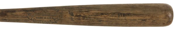 1931-37 Strong H&B Louisville Slugger Professional Model Game Used Bat (MEARS LOA) Sidewritten "Bob Merinaen 4-8-37"
