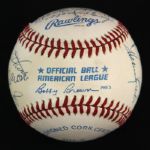 1987-94 500 Home Run Club Multi Signed OAL Brown Baseball w/ 12 Signatures Including Ted Williams, Hank Aaron, Mickey Mantle & More (JSA)