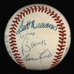1987-94 500 Home Run Club Multi Signed OAL Brown Baseball w/ 12 Signatures Including Ted Williams, Hank Aaron, Mickey Mantle & More (JSA)