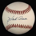 1989-93 Hank Aaron Milwaukee Braves Single Signed ONL Brown Baseball (JSA)