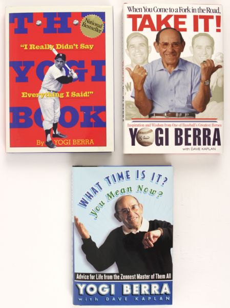 1998-2002 Yogi Berra New York Yankees Signed Hardcover Book Collection - Lot of 3 (MAB COA)