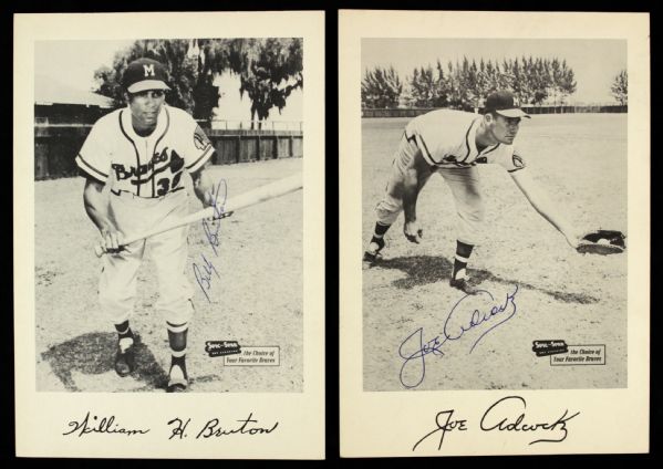1953 Milwaukee Braves Spic N Span 7" x 10" Cards - Lot of 13 w/ 11 Signed Including Spahn, Mathews & More (JSA) 