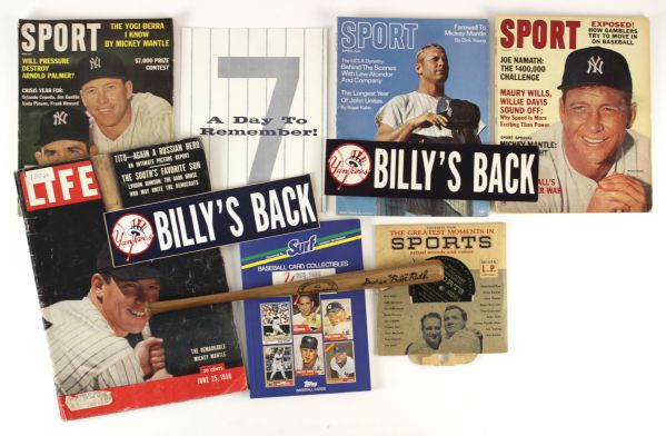 1930s-80s New York Yankees Memorabilia Collection - Lot of 20 w/ Babe Ruth Mini Bat & More