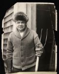 1922 Babe Ruth New York Yankees Wearing a Coonskin Cap During the Offseason Original 6.5 x 8.5 Photo