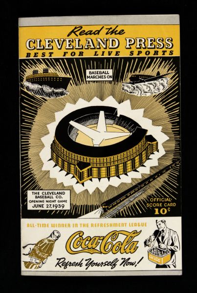 1939 Cleveland Indians First Night Game at Cleveland Stadium Program (Unscored)