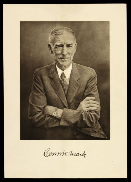 1940s Connie Mack Philadelphia Athletics 7" x 10" Atlantic Refining Company Complimentary Card