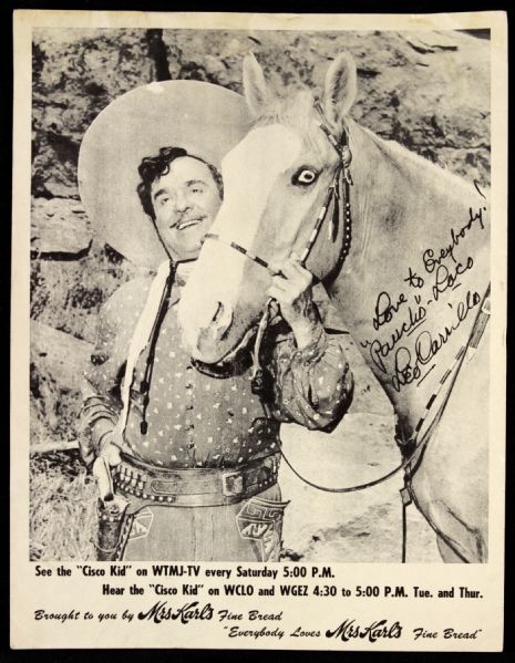 1950-56 Leo Carrillo The Cisco Kid Pictures - Lot of 2 w/ 1 Signed (MEARS LOA)