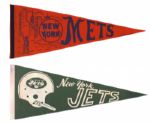 1970s New York Jets New York Mets Full Size 29" Pennant Collection - Lot of 2