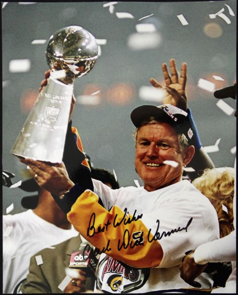 1999 Dick Vermeil St. Louis Rams Signed 8" x 10" Photo (JSA)