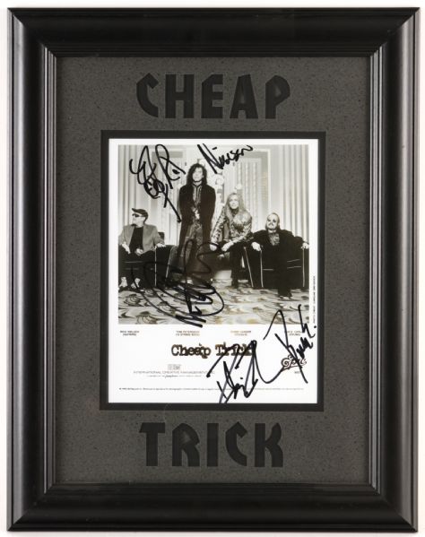 1990 Cheap Trick Signed 15" x 19" Framed Display  (JSA)
