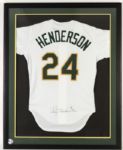 1990s Rickey Henderson Oakland Athletics Signed 34" x 43" Framed Jersey (JSA)