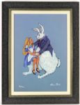 2000s Grace Slick Jefferson Airplane White Rabbit Alice in Wonderland Signed Painting (JSA) 296/300 