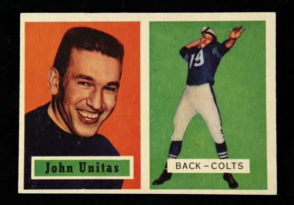 1957 Johnny Unitas Baltimore Colts Topps #138 Rookie Trading Card