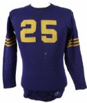1950s #25 Wool Game Worn Football Jersey w/ 6 Button Crotch Piece (MEARS LOA)