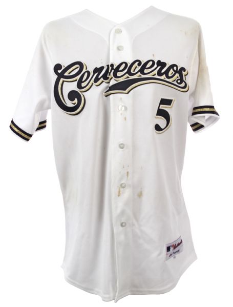 2006 Geoff Jenkins Milwaukee Brewers Signed Game Worn Home Cerveceros Jersey (MEARS LOA/MLB Hologram) Inaugural Season