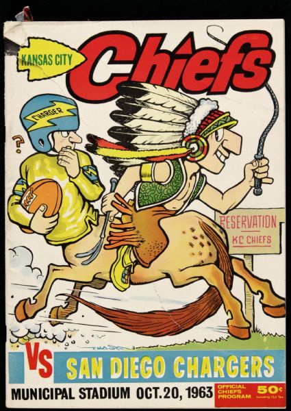 1963 Kansas City Chiefs San Diego Chargers Municipal Stadium AFL Game Program