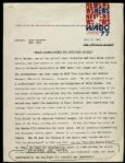1964 Press Release Announcing Merle Harmon as New York Jets Play by Play Man