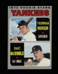 1970 Thurman Munson Dave McDonald New York Yankees Topps #189 Rookie Trading Card