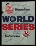 1958 Milwaukee Braves New York Yankees County Stadium Signed World Series Program w/ 12 Signatures Including Schoendienst, Crandall, Logan & More (JSA)