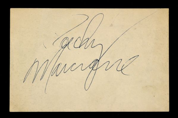 1957 Rocky Marciano World Heavyweight Champion Signed 5" x 7.5" Sheet (JSA)