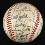 1986 Milwaukee Brewers Team Signed OAL Brown Baseball w/ 34 Signatures Including Paul Molitor, Robin Yount, Cecil Cooper & More (JSA)