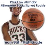 1969-70 Near Mint Milwaukee Bucks Team Signed Official NBA Basketball w/ 16 Signatures Including a Rookie Lew Alcindor (JSA)