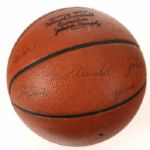 1969-70 Near Mint Milwaukee Bucks Team Signed Official NBA Basketball w/ 16 Signatures Including a Rookie Lew Alcindor (JSA)
