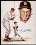 1990s Stan Musial St. Louis Cardinals Signed Print & Card - Lot of 2 (JSA)