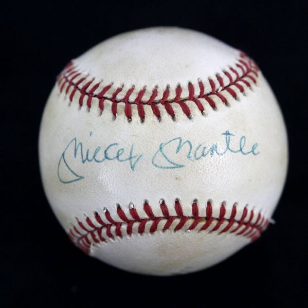 1984-94 Mickey Mantle New York Yankees Single Signed OAL Brown Baseball (JSA)