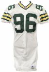 1995-96 Sean Jones Green Bay Packers Game Worn Road Jersey (MEARS A10/ Consignor LOA)