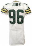 1995-96 Sean Jones Green Bay Packers Game Worn Road Jersey (MEARS A10/ Consignor LOA)
