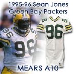 1995-96 Sean Jones Green Bay Packers Game Worn Road Jersey (MEARS A10/ Consignor LOA)
