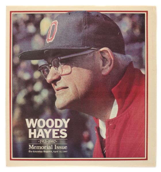 1978-87 Ohio State Buckeyes Full Size 29" Gator Bowl Pennant & Woody Hayes Memorial Issue of Columbus Dispatch