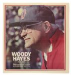 1978-87 Ohio State Buckeyes Full Size 29" Gator Bowl Pennant & Woody Hayes Memorial Issue of Columbus Dispatch