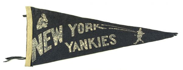 1940s New York Yankees Full Size 26" Pennant w/ Yankies Misspelling 