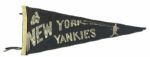 1940s New York Yankees Full Size 26" Pennant w/ Yankies Misspelling 