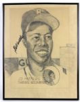 1952 Eddie Mathews Boston Braves Signed 16" x 20" Framed Original Illustration (JSA)