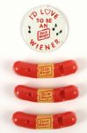 1960s Oscar Meyer Wienermobile Wiener Whistles & Lapel Button - Lot of 4